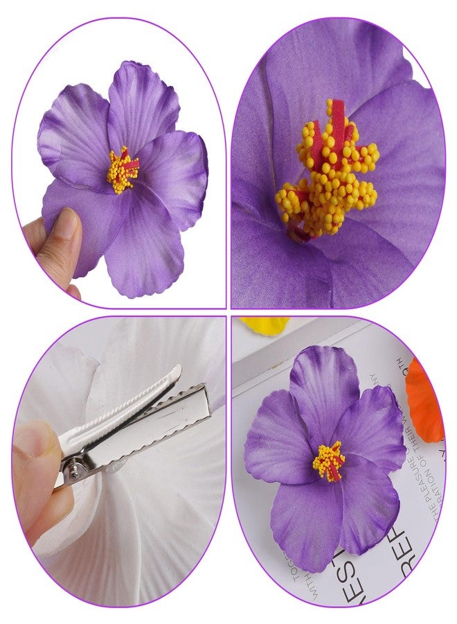 yeabwps 6 Pcs Hawaiian Flower Hair Clips for Women Plumeria Hibiscus Hair Clip Artificial Flower Clips 3.5 Inch Floral Hair Barrettes for Summer Vacation Beach Party Girls Holiday Gifts - Image 4